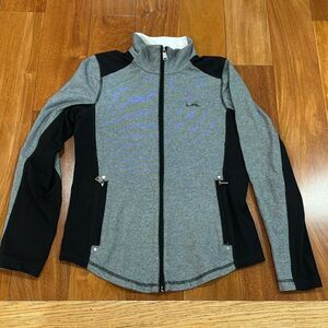 LRL Ralph Lauren Active‎ Women’s Black White Stripe Long Sleeves Jacket size M
